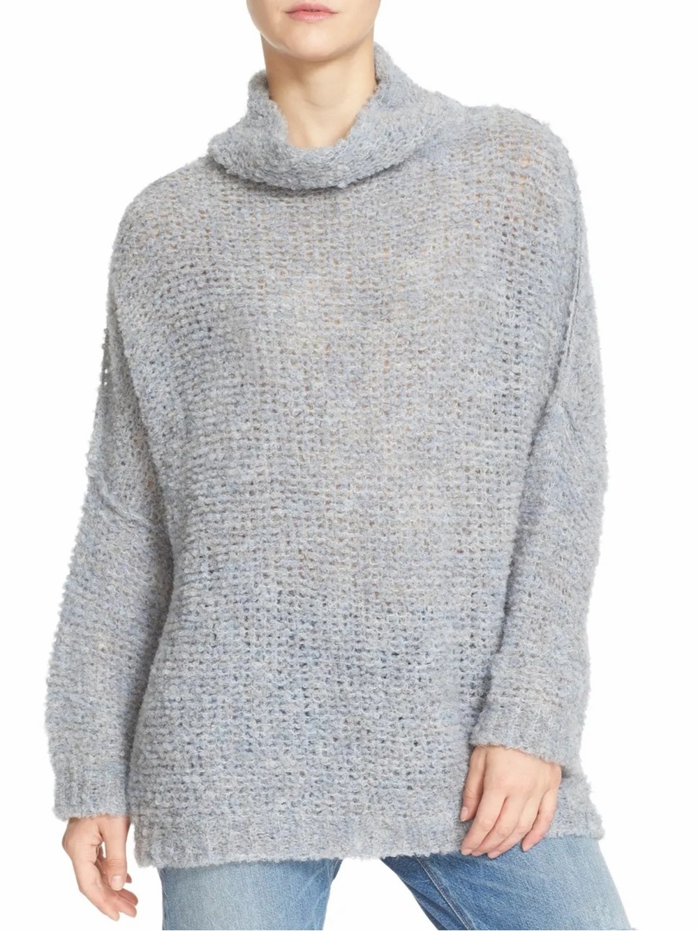 Free People She's All That Knit Alpaca Mock Neck Sweater M Fall Oversized